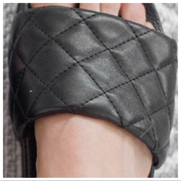 Paris Black Quilted Fabulous Slide Padded Flats Sandals - Picture 5 of 5
